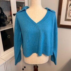 Blue V-Neck Women's Sweater